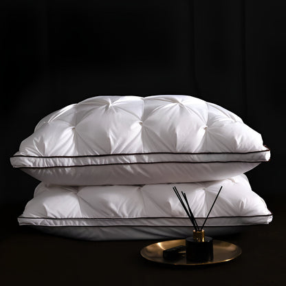 Down Blend Medium Support Pillow Set (Set of 2) - Down Blend Medium Support Pillow - Front Side View - Black Background - White