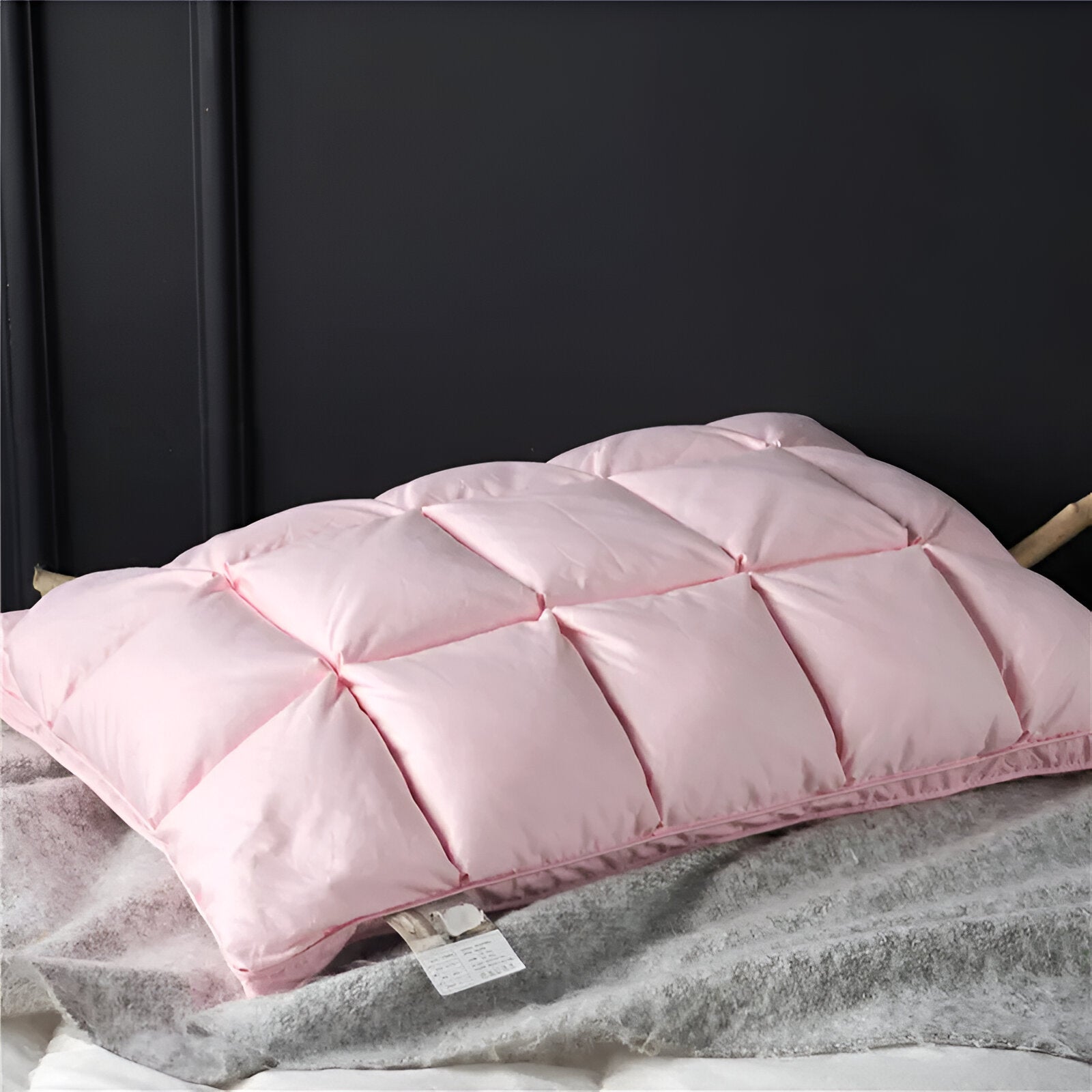 Down Medium Support Pillow Set (Set of 2) - Front Side View - Pink