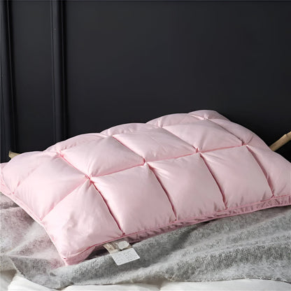 Down Medium Support Pillow Set (Set of 2) - Front Side View - Pink