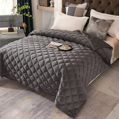 Faith Velvet Bedspread - Side View - Right Side - Gray