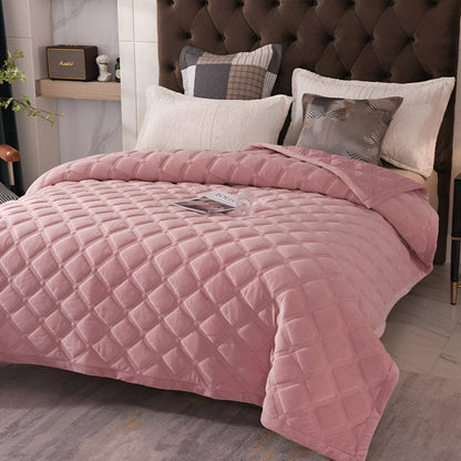 Faith Velvet Bedspread - Side View - Right Side - Pink