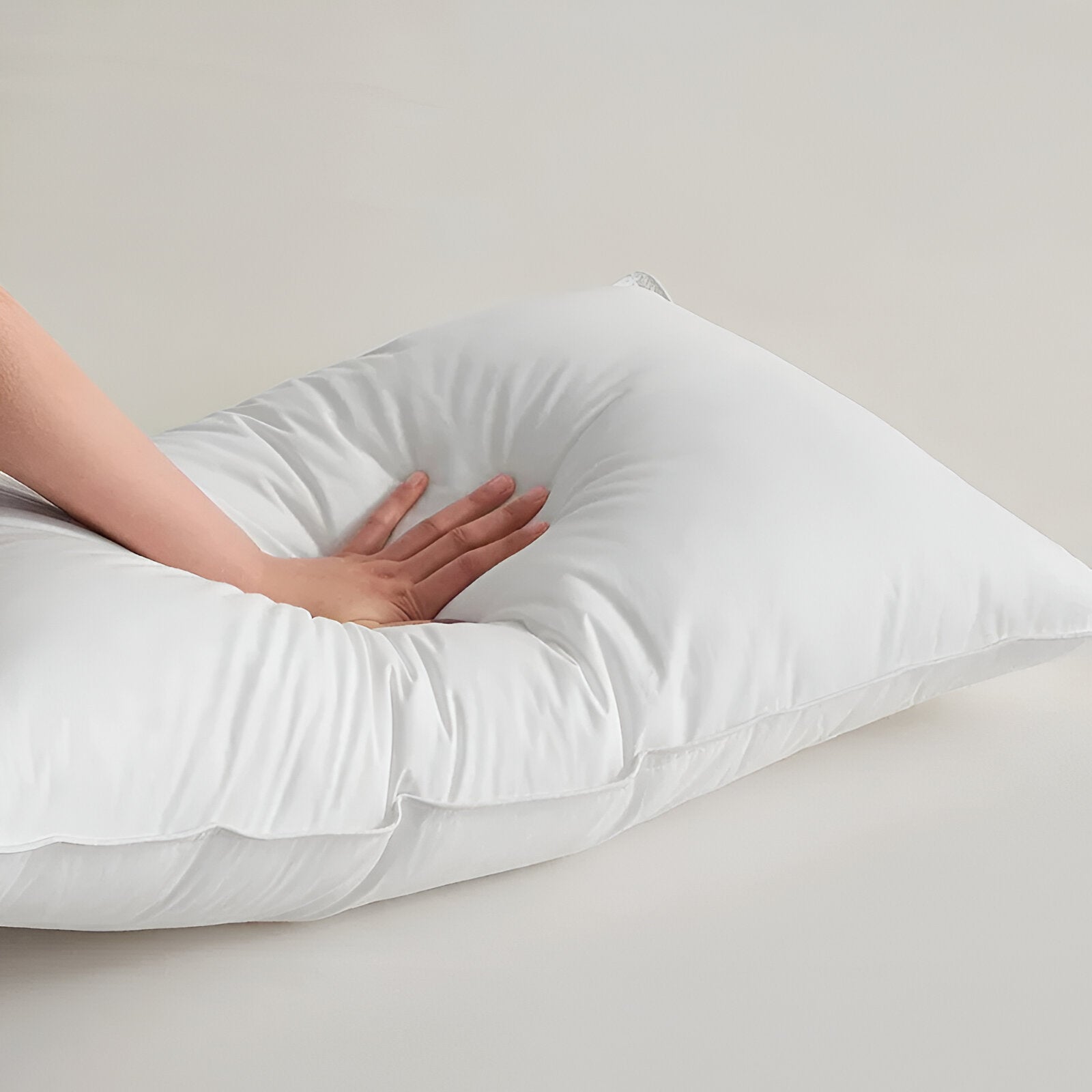 Goose Down Medium Support Pillow - Close Up - White