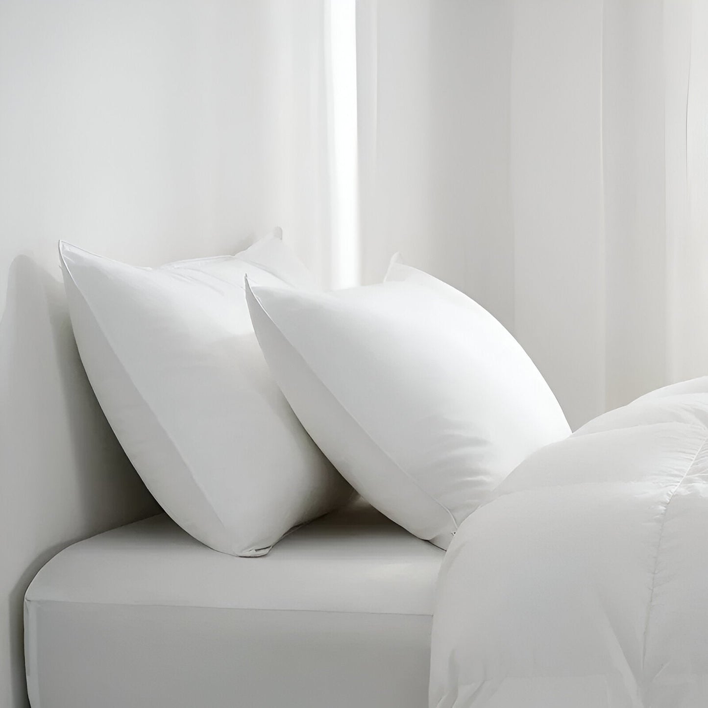 Goose Down Medium Support Pillow - Side View - Left Side - White