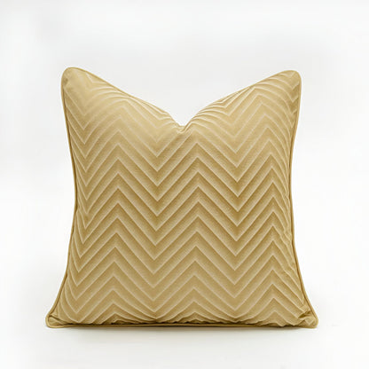 Hannah Square Throw Pillow - Front Side View - White Background - Gold