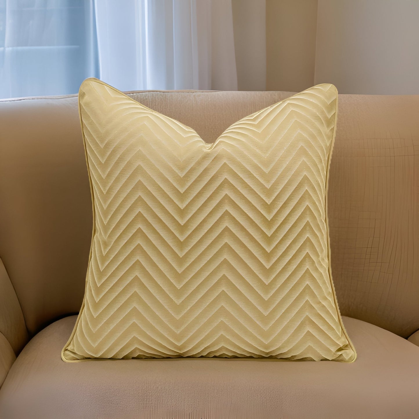 Hannah Square Throw Pillow - Front Side View - Main Product Image - Gold