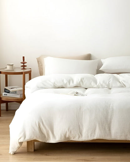 Harper Linen Bedding Set - Front Side View - White