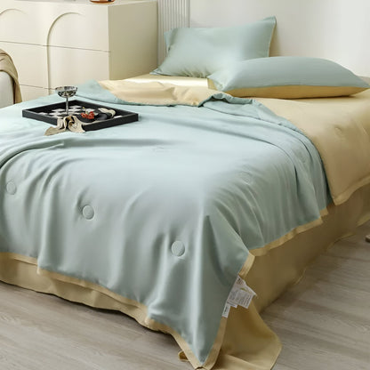 Lila Eucalyptus Coverlet Set - Side View - Right Side - Aquamarine