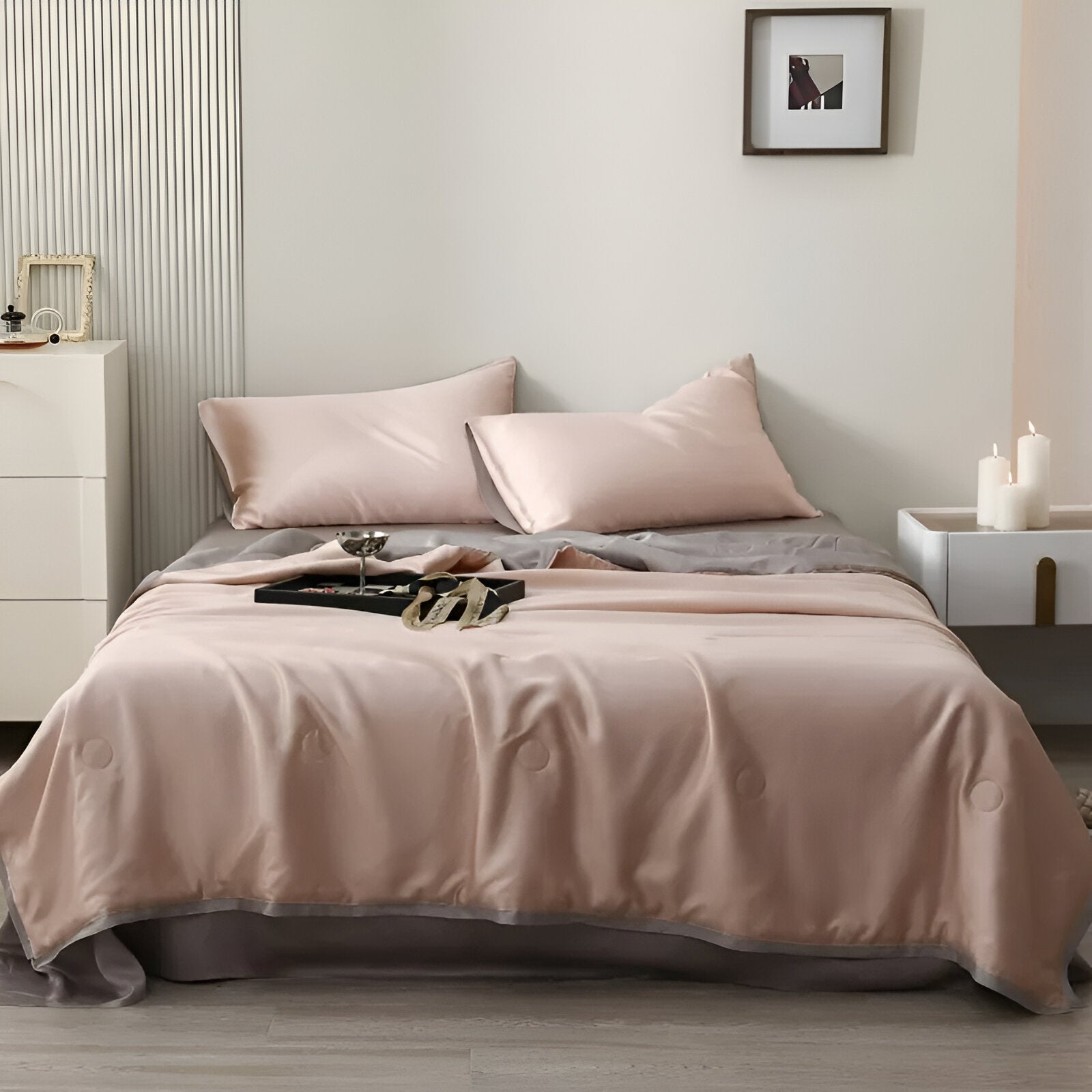 Lila Eucalyptus Coverlet Set - Front Side View - Main Product Image - Peach 