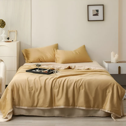 Lila Eucalyptus Coverlet Set - Front Side View - Main Product Image - Yellow