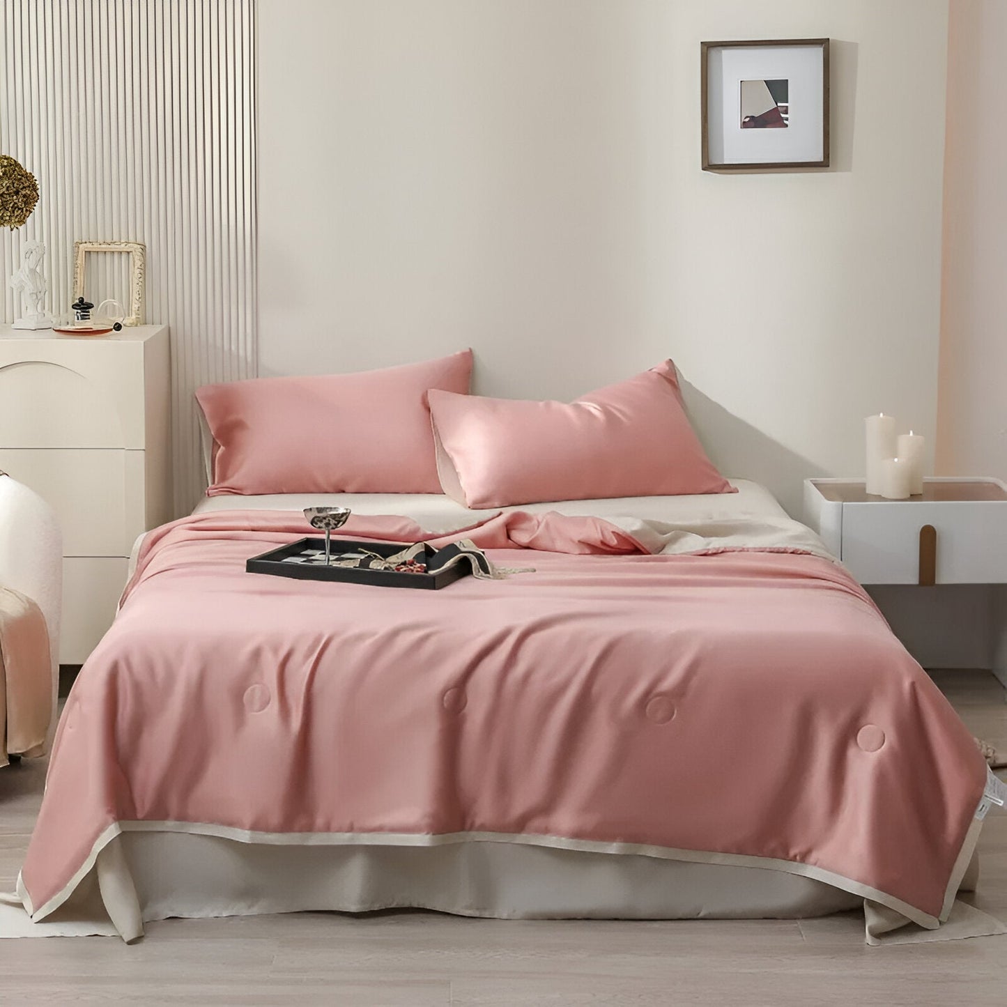 Lila Eucalyptus Coverlet Set - Front Side View - Main Product Image - Pink