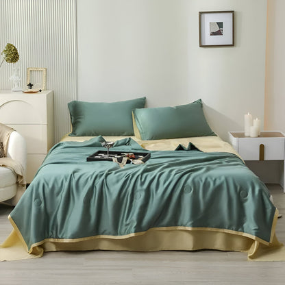 Lila Eucalyptus Coverlet Set - Front Side View - Main Product Image - Turquoise