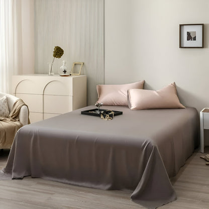 Lila Eucalyptus Coverlet Set - Front Side view Of Flat Sheet