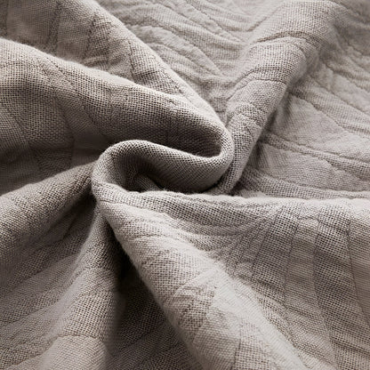 Lila Woven Cotton Blanket - Close Up Of Detailing - Taupe