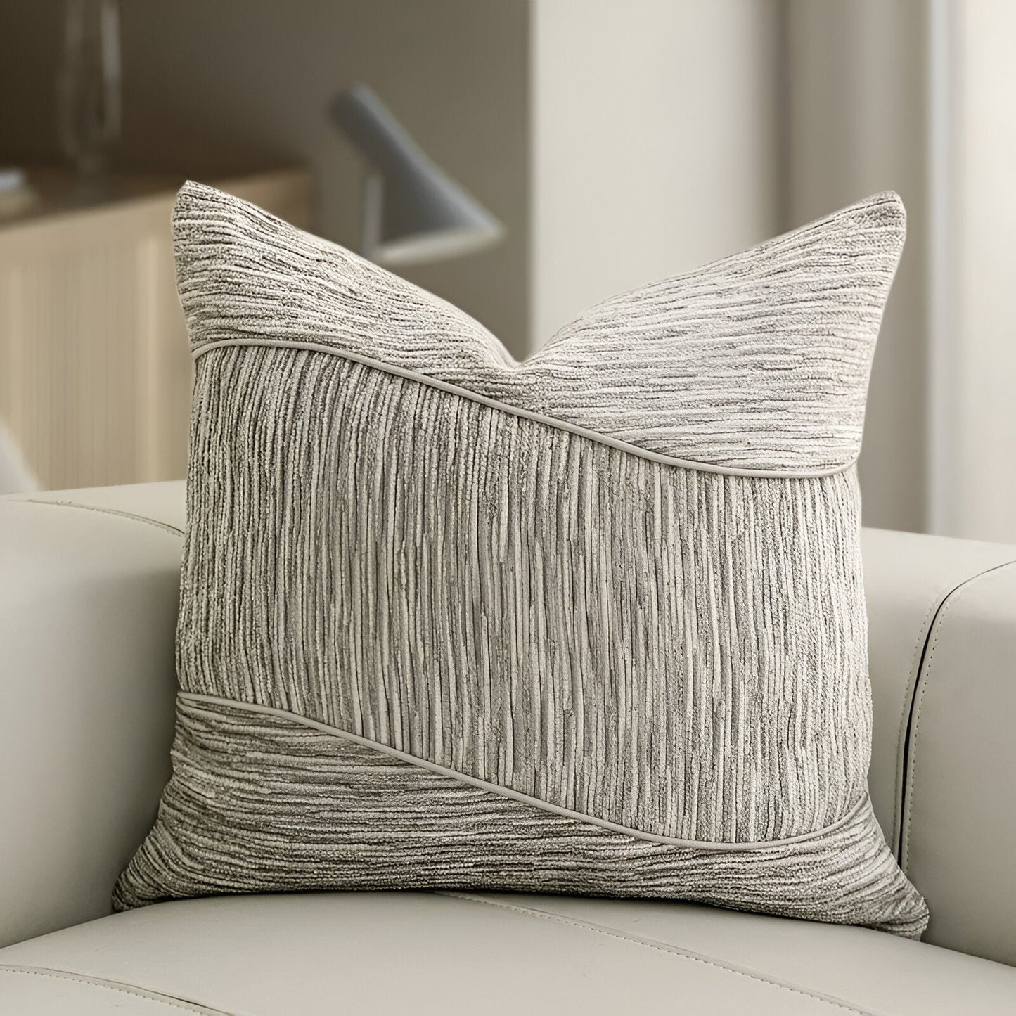 Liliana Square Throw Pillow - Front Side View - Main Product Image - Light Gray