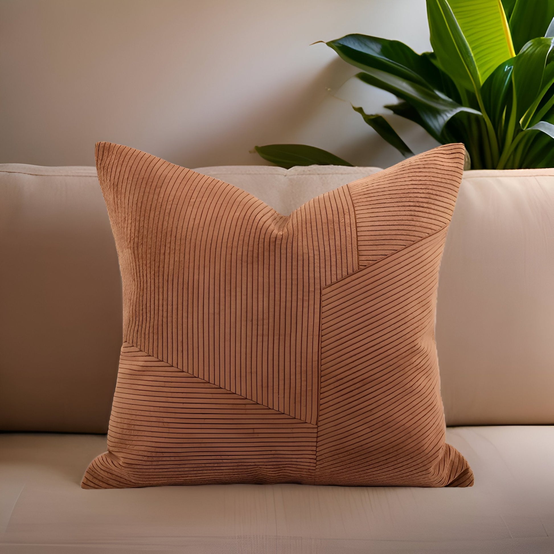 Lydia Square Throw Pillow - Front Side View - Main Product Image - Light Brown