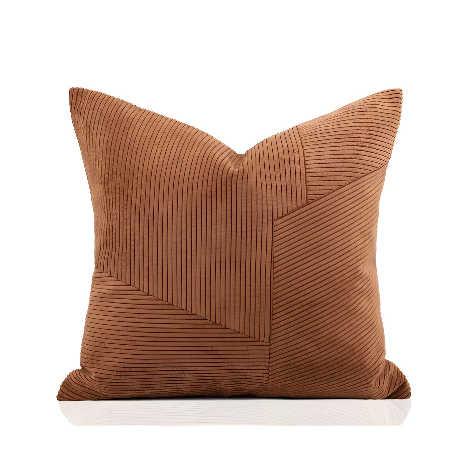 Lydia Square Throw Pillow - Front Side View - White Background - Light Brown