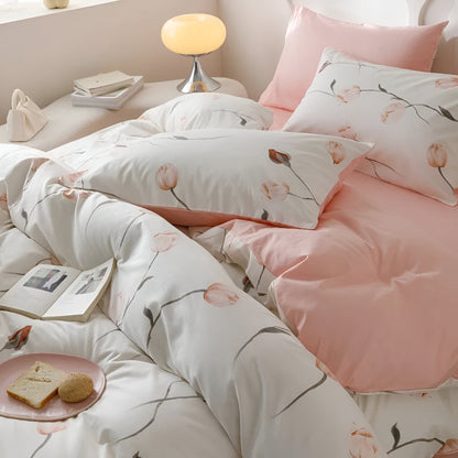 Milja Cotton Bedding Set - Close Up Of Duvet Cover and Pillowcases - Multicolor