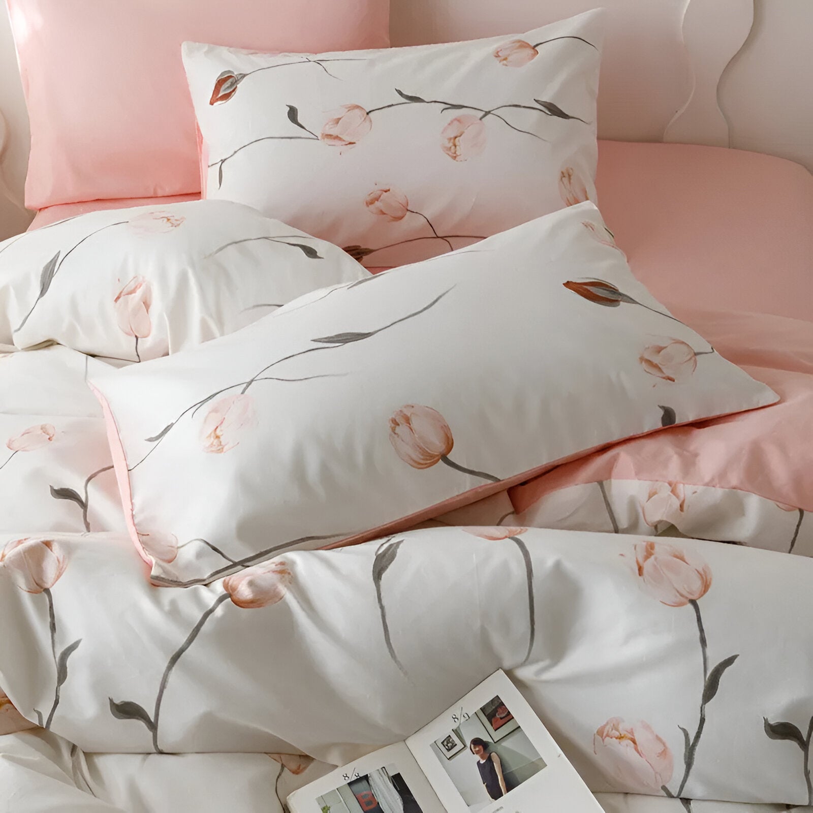 Milja Cotton Bedding Set - Close Up Of Pillowcases - Multicolor