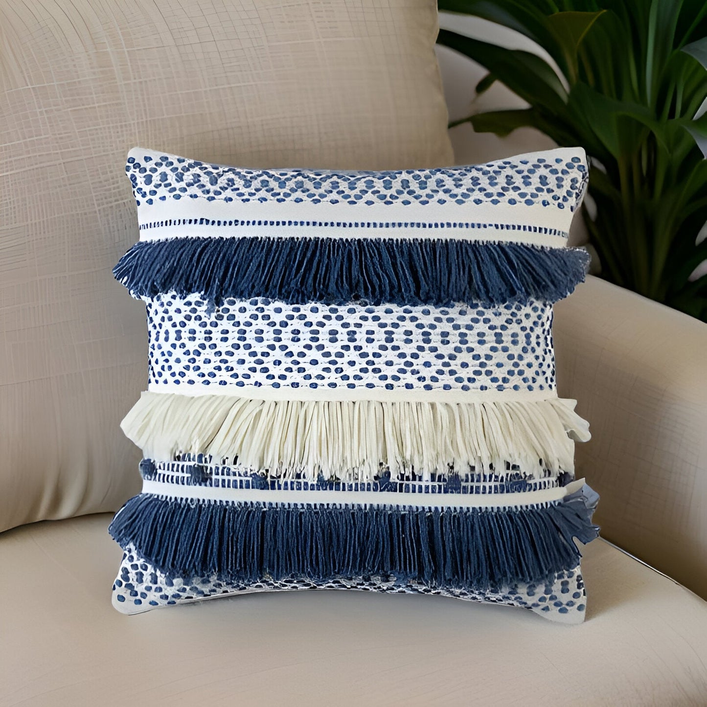 Millie Square Throw Pillow - Front Side View - Main Product Image - Blue