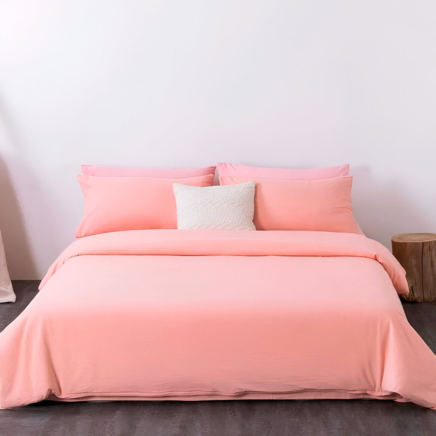 Nia Washed Cotton Bedding Set - Front Side View - Main Product Image - Pink