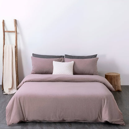 Nia Washed Cotton Bedding Set - Front Side View - Main Product Image - Mauve