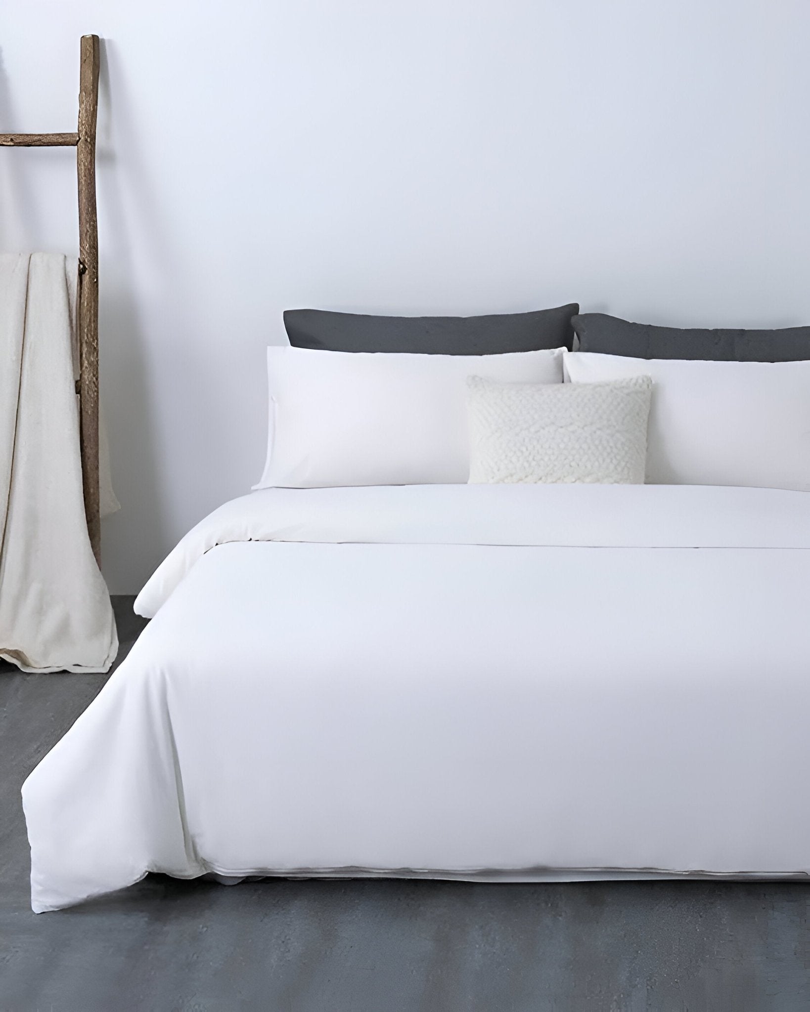 Nia Washed Cotton Bedding Set - Front Side View - White