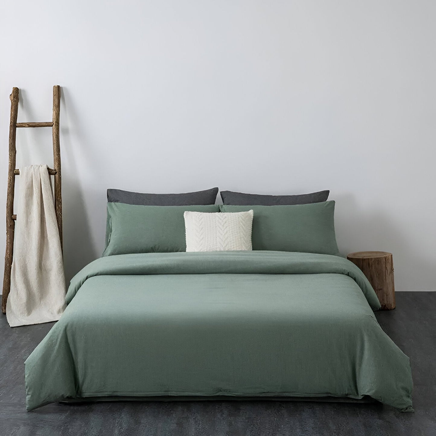 Nia Washed Cotton Bedding Set - Front Side View - Main Product Image - Mint Green