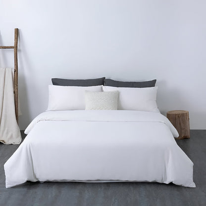 Nia Washed Cotton Bedding Set - Front Side View - Main Product Image - White