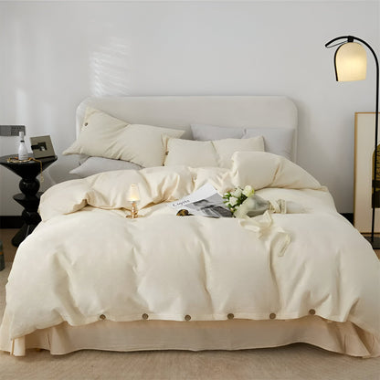 Nina Cotton Bedding Set - Front Side View - Main Product Image - Cream