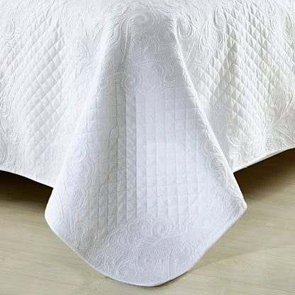 Nova Cotton Quilt Set - Close Up - White