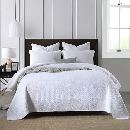 Nova Cotton Quilt Set - Front Side View - Main Product Image - White