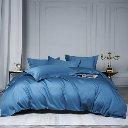 Olivia Egyptian Cotton Bedding Set - Front Side View - Main Product Image - Sky Blue