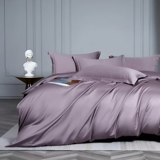 Olivia Egyptian Cotton Bedding Set - Front Side View - Lilac