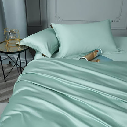 Olivia Egyptian Cotton Bedding Set - Front Side View - Close Up - Mint Green