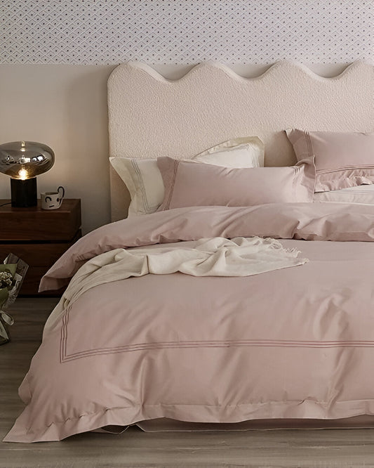 Onni Brushed Cotton Bedding Set - Front Side View - Blush Pink