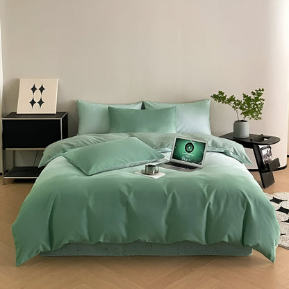 Oona Brushed Cotton Bedding Set - Front Side View - Main Product Image - Mint Green