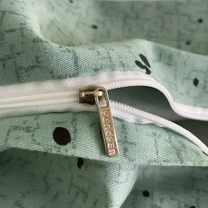 Oona Brushed Cotton Bedding Set - Close Up Of Zipper Closure - Mint Green