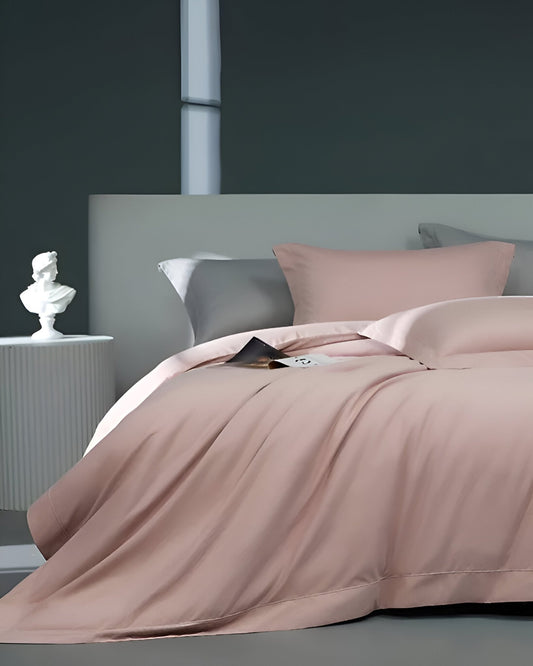 Page Brushed Cotton Bedding Set - Front Side View - Blush Pink