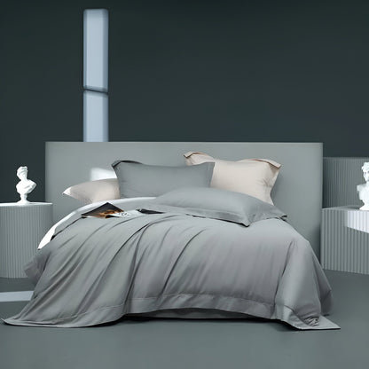 Page Brushed Cotton Bedding Set - Front Side View - Main Product Image - Silvery Blue