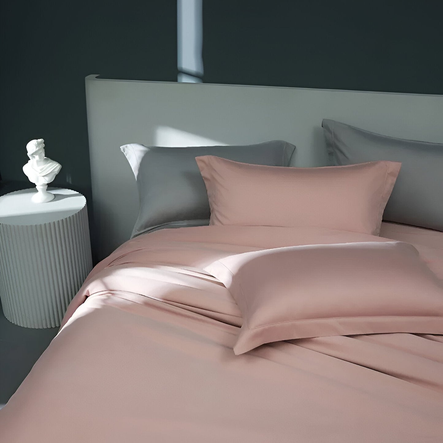 Page Brushed Cotton Bedding Set - Front Side View - Close Up - Blush Pink