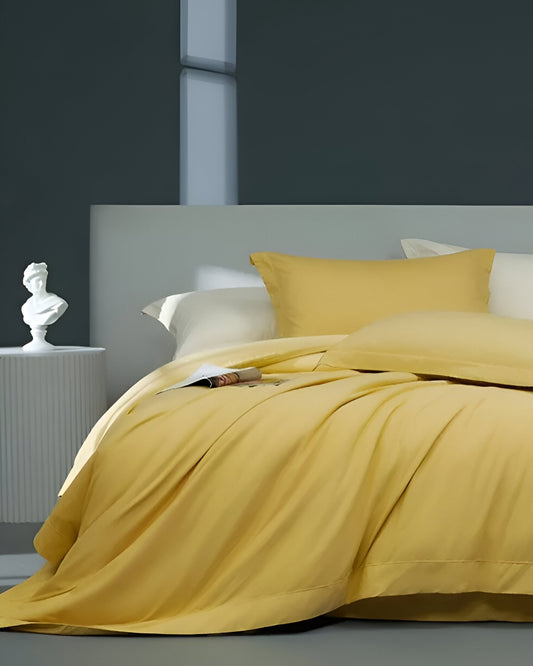 Page Brushed Cotton Bedding Set - Front Side View - Yellow