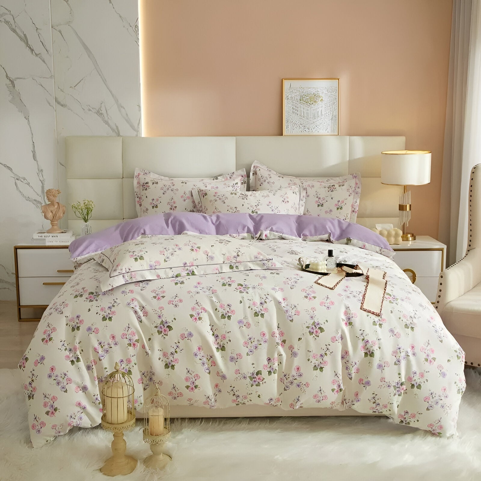 Paula Cotton Bedding Set - Front Side View - Main Product Image - Multicolor