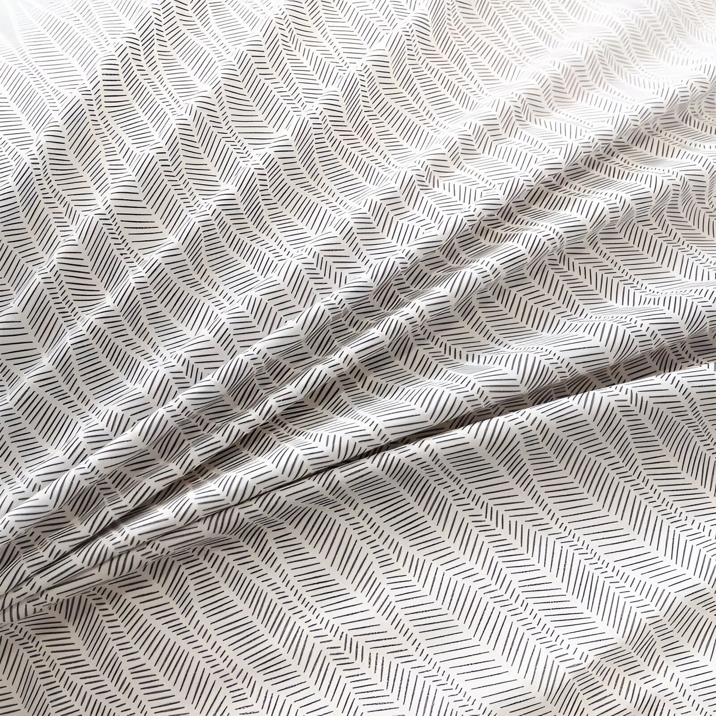 Pauline Brushed Cotton Bedding Set - Close Up Of Duvet Cover - Silver