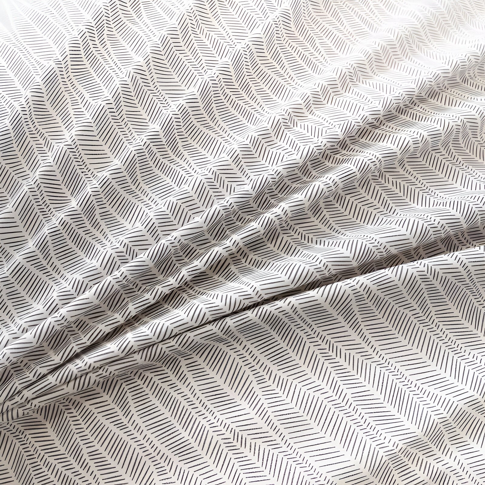 Pauline Brushed Cotton Bedding Set - Close Up Of Duvet Cover - Silver