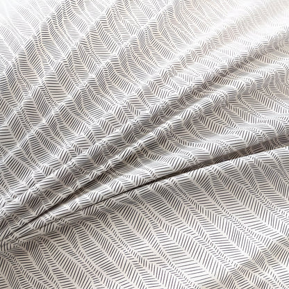 Pauline Brushed Cotton Bedding Set - Close Up Of Duvet Cover - Silver