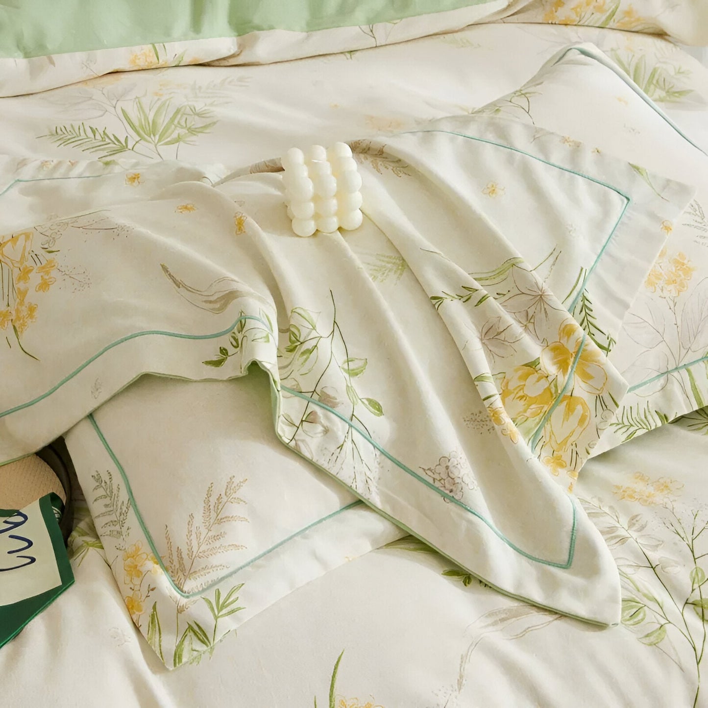 Phoebe Cotton Bedding Set - Close Up Of Pillowcase Detailing - Multicolor