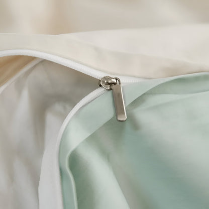 Pilvi Brushed Cotton Bedding Set - Close Up Of Zipper Closure - White