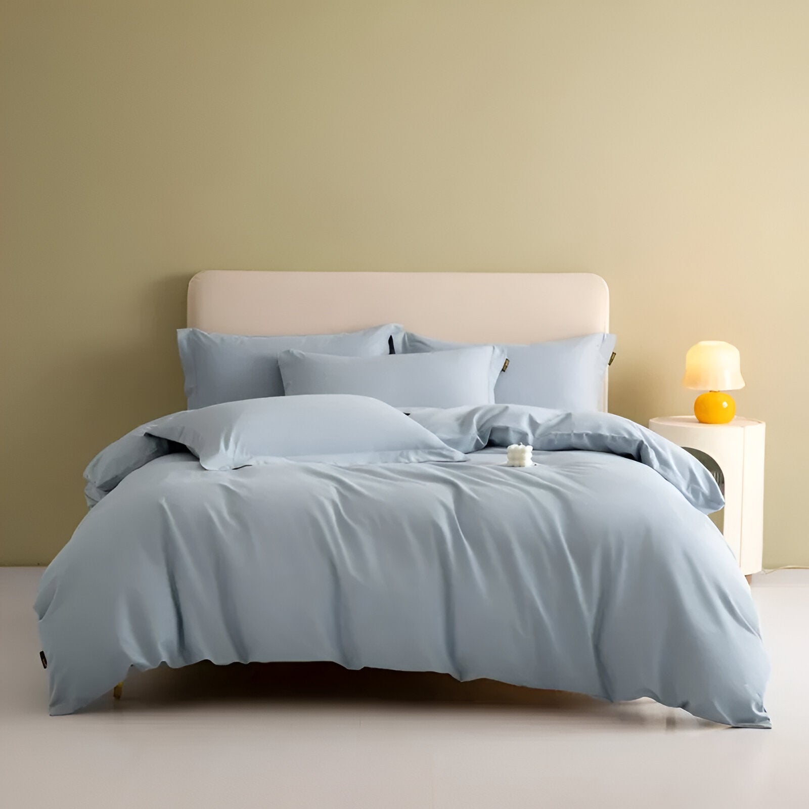 Piper Brushed Cotton Bedding Set - Front Side View - Main Product Image - Pastel Blue