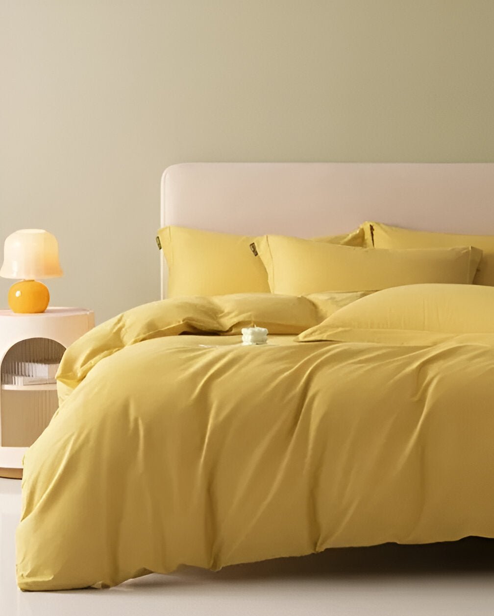 Piper Brushed Cotton Bedding Set - Front Side View - Yellow