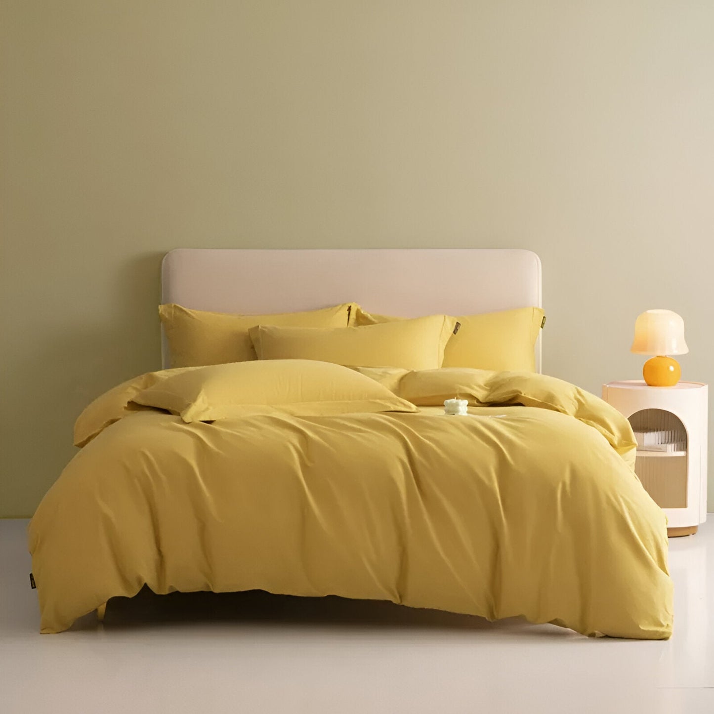 Piper Brushed Cotton Bedding Set - Front Side View - Main Product Image - Yellow